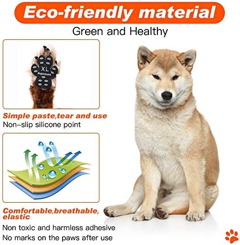 Dog Paw Protector Gripper Traction Pads,Dog Paw Covers,Foot Stickers in Summer Hot/Winter Cold Pavement,Dog Shoes Booties Socks Replacement,12 Sets (48 pcs) XXL Black