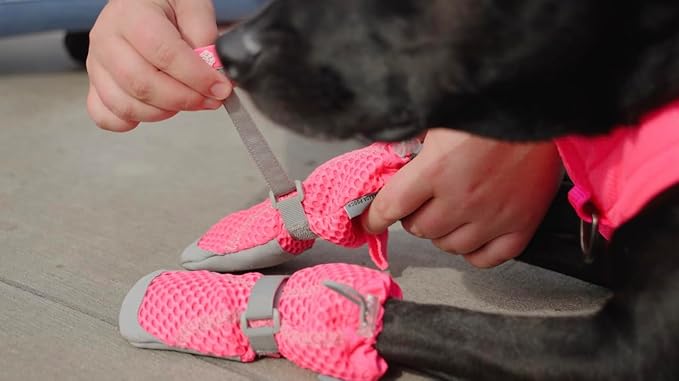 Canada Pooch Dog Boots for Hot Pavement - Dog Boots & Paw Protectors with Anti Slip Rubber | Water Friendly, Breathable Dog Shoes for Hot Days, Great for Dogs Neon Pink - Size 3
