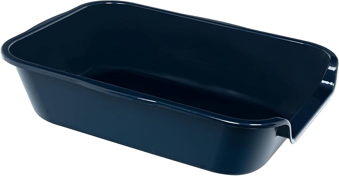 1 Pack of Extra Large Cat Litter Box (ABS Material), Low Entry Senior Litter Pen for Geriatric Kitty Big Cats, Jumbo Pet Safe Litter Boxes Tray for Pets Potty (Dark Blue, 20" L x 15.5" W)