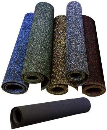 American Floor Mats 1/4in (7mm) Thick 10% Blue/Grey 4' x 19' Heavy Duty Rubber Rolls, Protective Exercise Mats, Home Gym Rubber Flooring