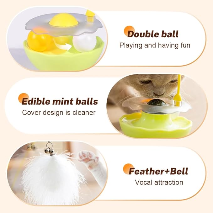 Interactive Cat Feather Toys, 2025 New Catnip Toy, Multifunctional Cat Teaser, Durable Track Ball Pet Toy for Indoor Play, Premium Pet Exercise Toy for Kittens and Adults (Green)