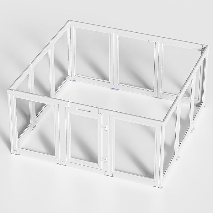 Clear Acrylic Dog Playpen Transparent Dog Playpen Indoor, Easy Assemble Clear Pet Pen for Puppy Bunny Cat Pig, Sturdy & Easy Cleaning Plastic Dog Puppy Fence (23.6" H, 12PCS)