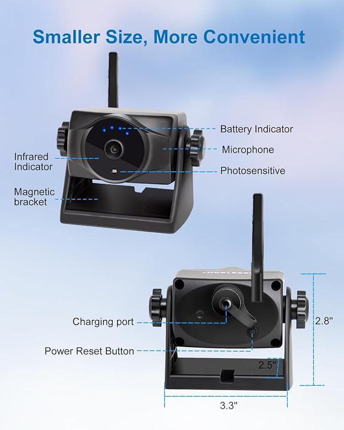 1080P Magnetic Wireless Backup Camera, 90 Days Standby Rechargeable Battery, Waterproof Rear/Front View Camera for Hitching Boat Trailer Horse Pickup RV Car for iPhone iPad Android