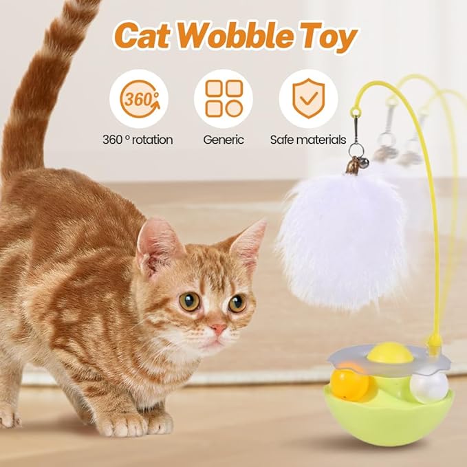 Interactive Cat Feather Toys, 2025 New Catnip Toy, Multifunctional Cat Teaser, Durable Track Ball Pet Toy for Indoor Play, Premium Pet Exercise Toy for Kittens and Adults (Green)