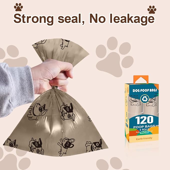 Coffee Dog Poo Bags Coffee scent - 120 Large Biodegradable Poop Bags, Extra Thicken Strong Corn Starch Blended Compostable Leak Proof Poop Waste Bag for Dogs