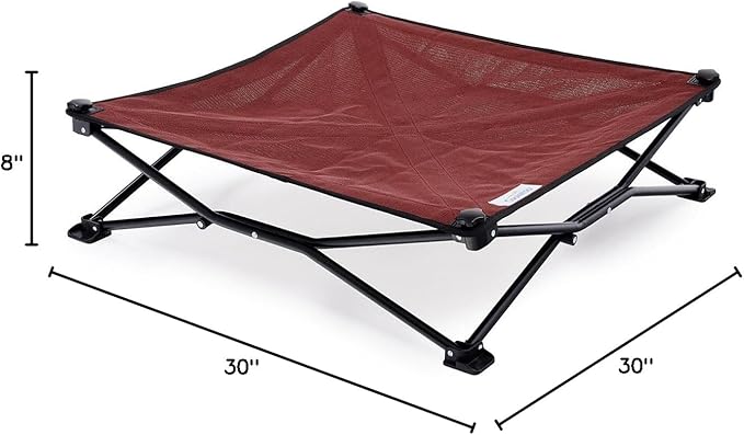 Coolaroo On-The-Go Elevated Dog Bed - Foldable Pop-Up Travel Dog Bed with Breathable, Moisture-Resistant Fabric, Carry Bag Included, Lightweight & Portable, Brick, Medium