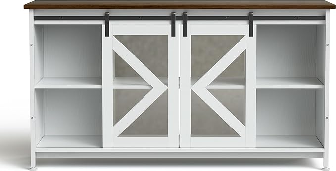 55-75 Gallon Aquarium Stand Heavy Duty Steel Frame, Fish Tank Cabinet with Accessories Storage for Reptile Terrarium & Turtle Tank - 1000lbs Capacity (White)