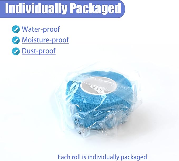 9 Pack 1" x 5 Yards Self Adhesive Bandage Wrap Self Stick Wrap for Ankle, Wrist, Finger, Sports, Breathable Cohesive Vet Tape for Pets (Light Blue)