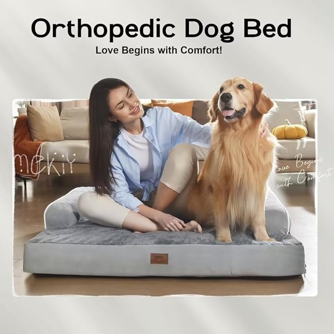 Dog Bed Medium Size Dog-Orthopedic Waterproof Bed for Dogs,Foam Couch Sofa with Washable Removable Cover & Non-Slip Bottom-Grey