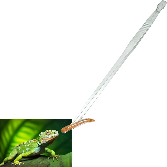 18.9 inch Aquarium Tweezers with Hanger, 2025 New Extra Long Feeding Tongs, Stainless Steel Large Aquascape Tools for Fish Tank, Terrarium,Aquascaping, Reptile Snake (Straight)