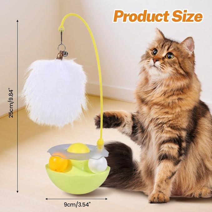 Interactive Cat Feather Toys, 2025 New Catnip Toy, Multifunctional Cat Teaser, Durable Track Ball Pet Toy for Indoor Play, Premium Pet Exercise Toy for Kittens and Adults (White)