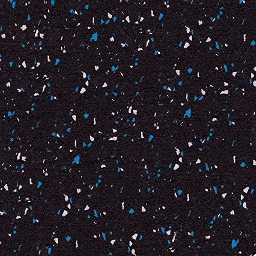 American Floor Mats 1/4in (7mm) Thick 10% Blue/Grey 4' x 19' Heavy Duty Rubber Rolls, Protective Exercise Mats, Home Gym Rubber Flooring