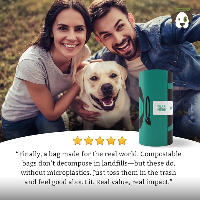 Doggy Do Good Next Pet Waste Bags, Landfill Friendly Recycled Plastic Unscented Dog Poop Bags, Leakproof, Strong, Thick, Earth Friendly for Dogs, 120 Count (120 Bags)