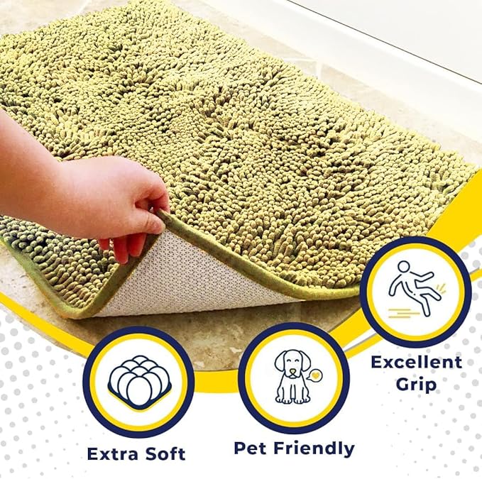 Muddy Mat® Original Dog Door Mat for Muddy Paws, Super Absorbent Microfiber, Non-Slip Washable Pet Rug, Quick Dry Chenille Entryway Carpet, Machine Washable Indoor Outdoor mat, Yellow 18"x28"