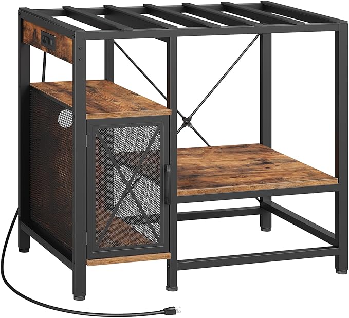 40-50 Gallon Fish Tank Stand, Aquarium Stand with Power Outlet and Storage Cabinet, Heavy Duty Tank Stand Suitable for Turtle Tank, Reptile Terrarium, for Home Office, Rustic Brown FTHR50E01