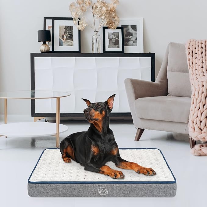 EMPSIGN Reversible Cool and Warm Dog Bed for Crate Pad, Pet Beds with Washable and Removable Cover, Dogs Crate Beds Sleeping Mats, Beds for Dog Crate for Large Medium Small Dogs, Grey