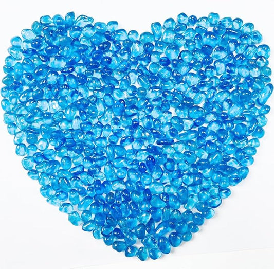 0.88LB Blue Fish Tank Gravel Aquarium Glass Stones Sea Glass Pebbles Aquarium Gravel Rocks Fish Tank Rocks, Beads Pebbles Rock Sand Glass Gems Stones for Vase Filler Fish Turtle Tank Decoration