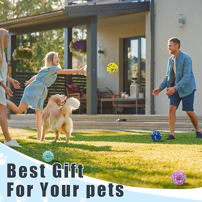 Dog Balls Tennis Ball Toys Dog Toy for Aggressive Chewers Indestructible Teething Chew Toys Water Toy Fetch Ball for Dogs (4 Pack)