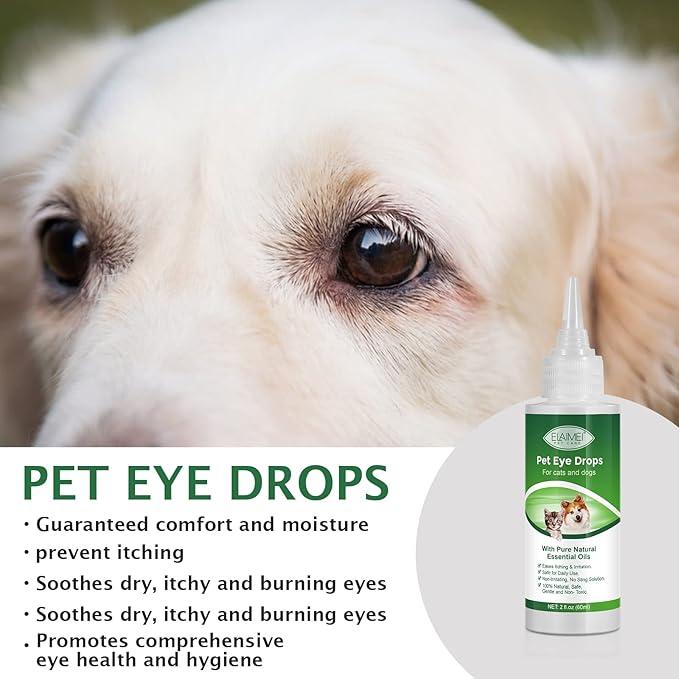 Dog Eye Drops, Eye Cleaner for Dogs & Cats Supports Eyes Infection Relief, Redness & Allergy Eyes Relief, Remove Tear Stain & Eye Debris - Pet Eye Gentle Care Supplement Cats Drops for Eyes - 2 fl ozโฆ