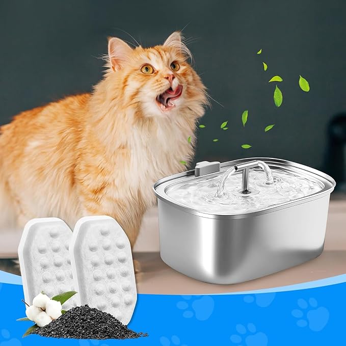 Cat Fountain Filter Replacement, Cat Water Fountain Filters Compatible with Rellaty & Fit for Neareal 3.2L/108oz Fountains, 10PCS Replacement Filters with 10PCS Sponge 10+10 Pack