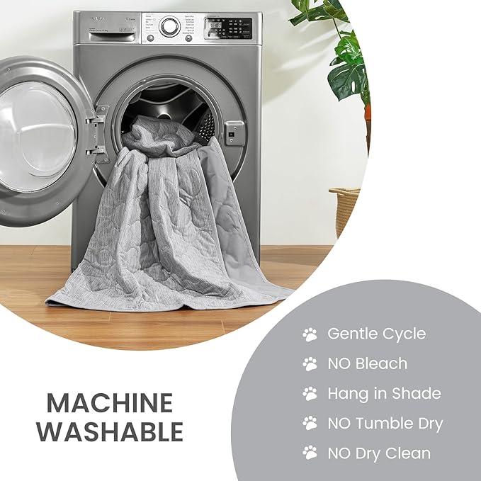 Cozy Bliss Leakproof Cooling Blanket for Small Dogs, Q-Max>0.4, Durable & Washable Dog Cooling Mat for Hot Weather, Soft Pet Throw & Couch Protector for Puppies & Cats, 25x35 Inch, Heather Silver Grey