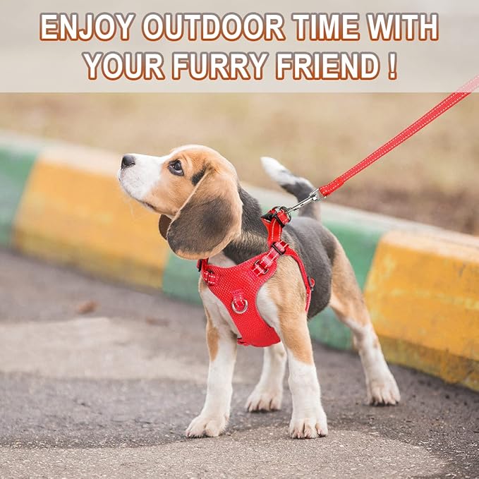 Dog Harness Step in Dog Vest Harness, Reflective Adjustable Puppy No Pull Harness Breathable Soft for Small and Medium Dogs Cats, Red, S