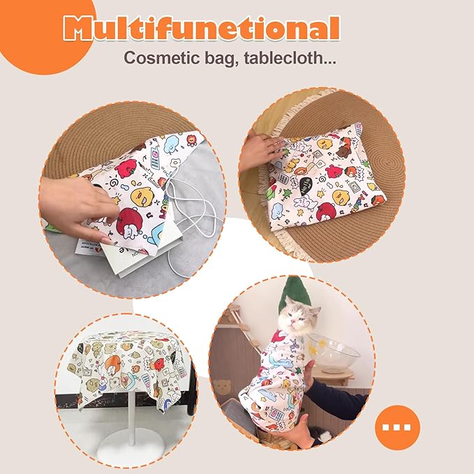 Cat Grooming Wrap, Cat Wrap Self-Adherent, Anti-Scratch Anti-Bite, Anti-Escape Grooming Bag for Cats Nail Clipping, Ear Cleaning, and Teeth Brushing (19.7 × 19.7" Paw Prints)