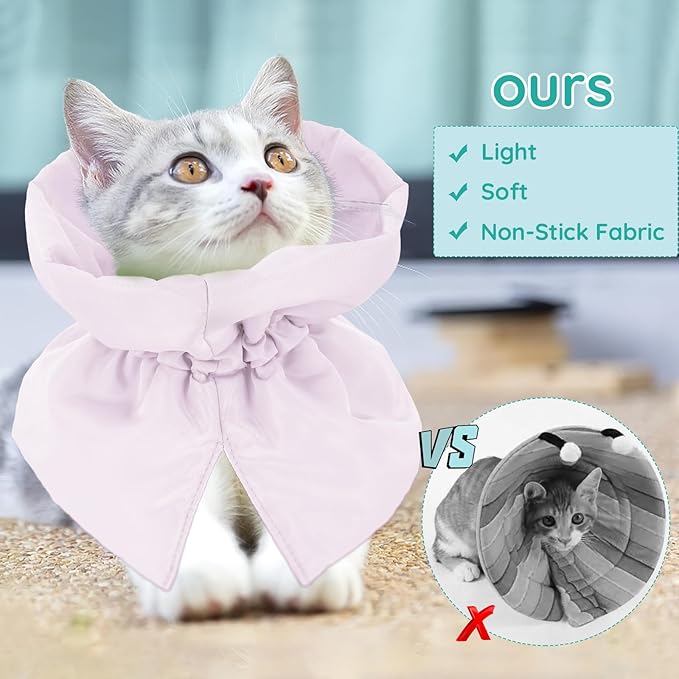 Cat Recovery Collar, Soft Adjustable Cat Cone Alternative, Lightweight Waterproof Fasteners Collars for Cats Kittens Puppies, After Surgery Stop Licking and Daily Use (Sakura Pink, (Neck5.5-9.8"))