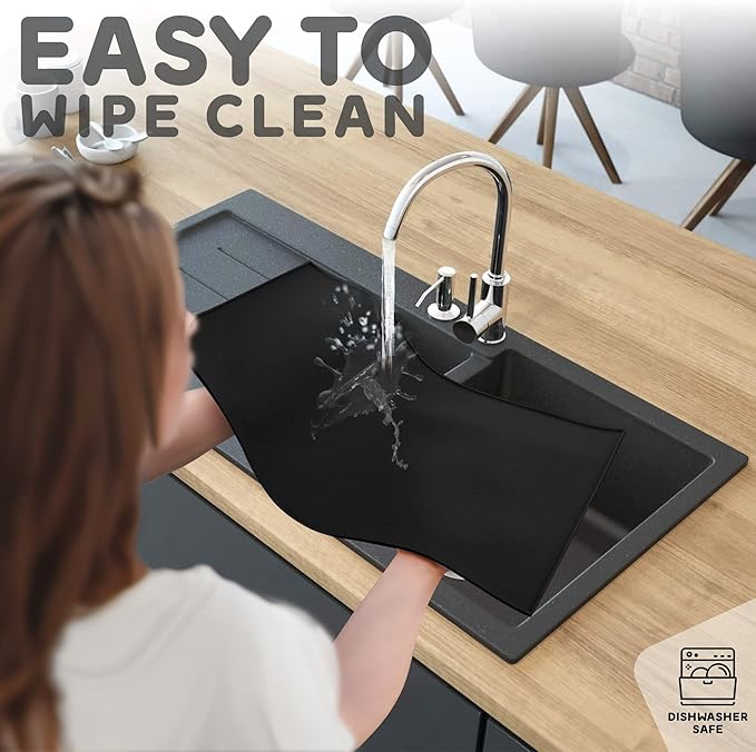 Dog Food Mat - 24x15” Large Silicone Pet Food Mat, Raised Edges for Food and Water Prevent Spill, Waterproof Cat Food Mat Protect Floors,Easy Clean Dog Bowl Mats for Food and Water