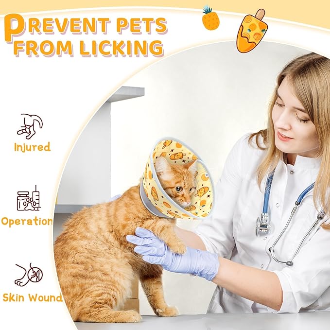 Cat Cone Collar Soft to Stop Licking, Adjustable, Foldable Lightweight Kitten Cones After Surgery Recovery for Cats & Kittens, Cat Cone Alternative (Orange, L)