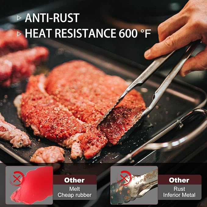 2 Pcs 7 Inch Small Tongs, Heavy Duty Stainless Steel Kitchen Tongs, For Cooking, Food, Buffet, Salad, Fruits, Bread, Dishwasher Safe