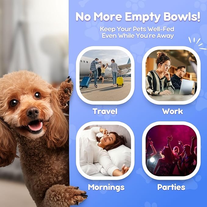 Flexzion Gravity Pet Feeder Food Dispenser (6-12 lb Size) Automatic Replenish Dry Food Storage Container Bowl for Small Medium Breed Dog Cat Animal Feeding Watering Fountain Supplies