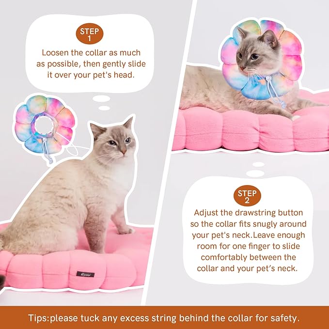 Cat Collar Soft, Adjustable Soft Protective Neck Cats Recovery Cone After Surgery