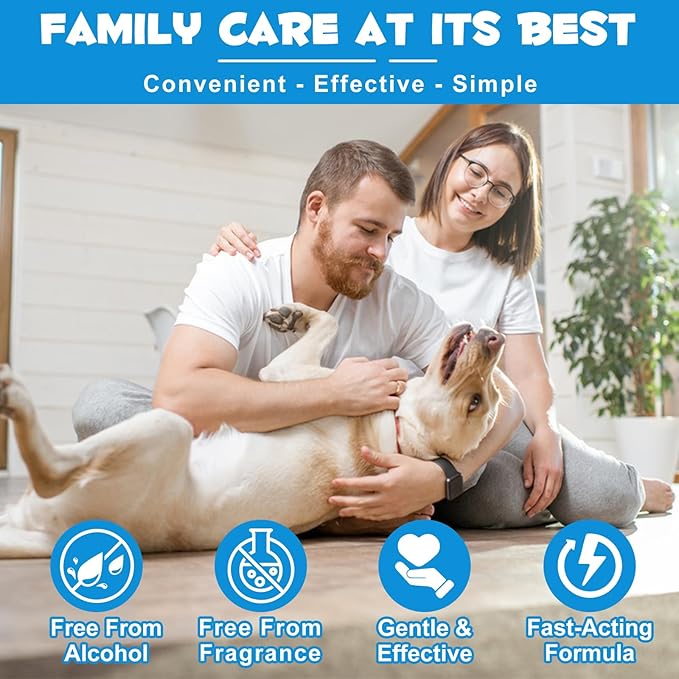 Ear Infection Treatment Drops for Dogs and Cats, Pets Ear Cleaning Solution Drops with 1% Hydrocortisone Soothing Dog Yeast Infection, Itchy Ear Relief, Pet Ear Care Supplies for Dogs & Cats - 2 fl oz