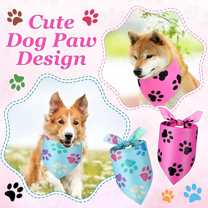 Abbylike 200 Pcs Paw Print Dog Bandanas Bulk Soft Triangle Scarves for Pets Party Costume Doggie Walking Photo Props Bibs for Pets Shops Grooming Groomers Adoption Events Halloween Party Gifts