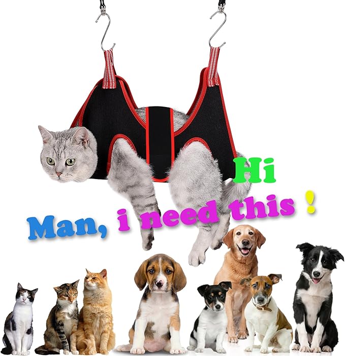 Cat Grooming Hammock Harness for Small Dogs,Pet Hammock Restraint Bag,Dog Grooming Sling for Trimming Nail and Ear/Eye Care(XS Size,6.5")