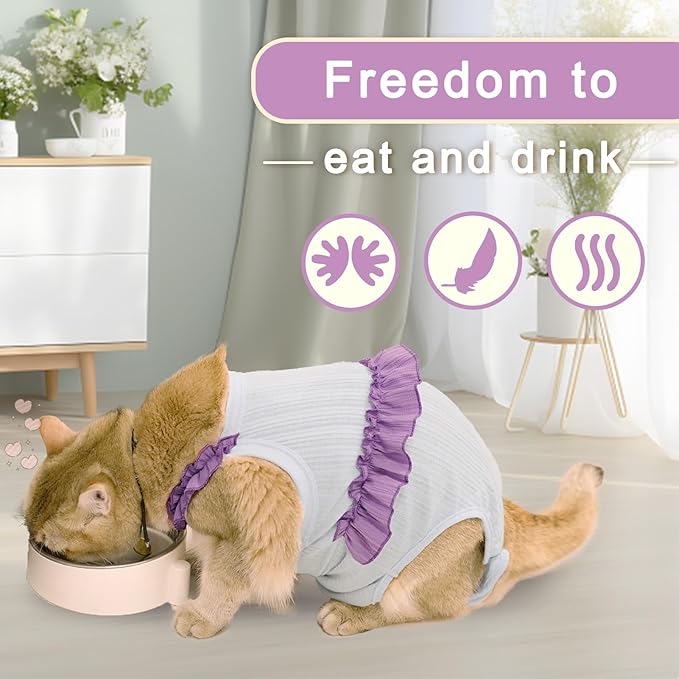Cat Recovery Suit,Kitten Onesie After Surgery,E-Collar Alternative for Abdominal Wound and Skin Diseases,Soft Breathable Bodysuit After Spay(Beige-s)