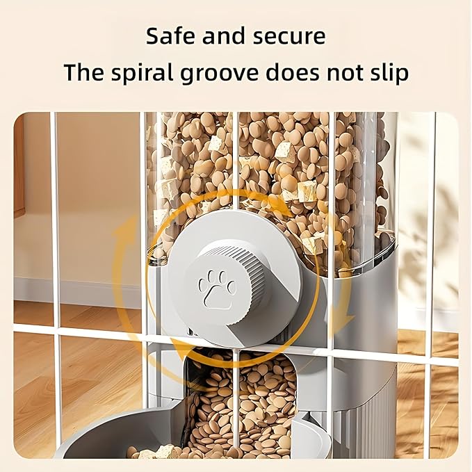 GPY Automatic Hanging Gravity Pet Feeder and Water Dispenser Set ,Automatic Dog Feeder and Dog Water Dispenser for Dogs Cats Pets Animals Large Capacity (Blue Water Feeder&Food Feeder) (Grey)