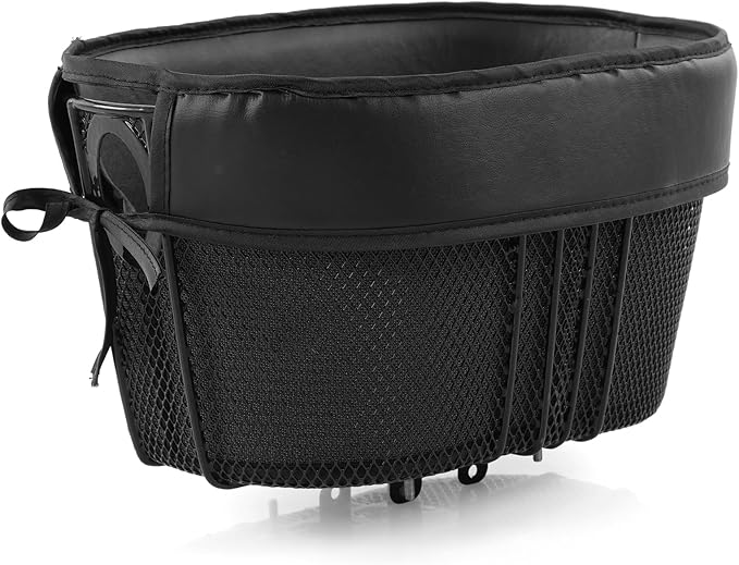 Dog Bike Basket Mountain Bike Shopping Basket Portable Cat and Dog Carrier for Bike Front Crossbar with Sponge Liner ty Strap (Black)