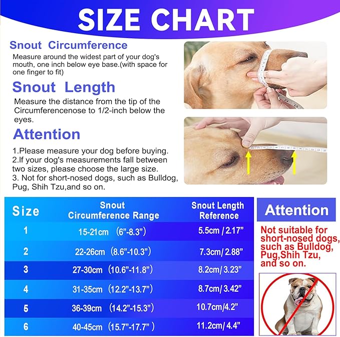 Dog Muzzle, OKKIC Basket Muzzle Anti Biting Chewing, Sturdy Lightweight Muzzle Allows Panting Drinking,Muzzle for Small Medium Large Dogs, Suitable for Grooming Trimming Training (Blue, Size3)