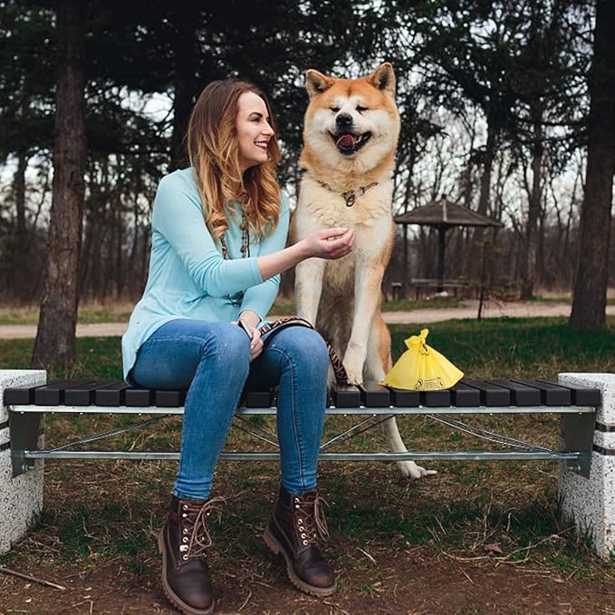 Certified Compostable Dog Poop Bags, 120 Count Landfill Friendly and Leakproof Waste Bags, Easy Open Unscented Maize Yellow Poop Bag for Dog, 15 Doggy Bags Per Roll (8 rolls)