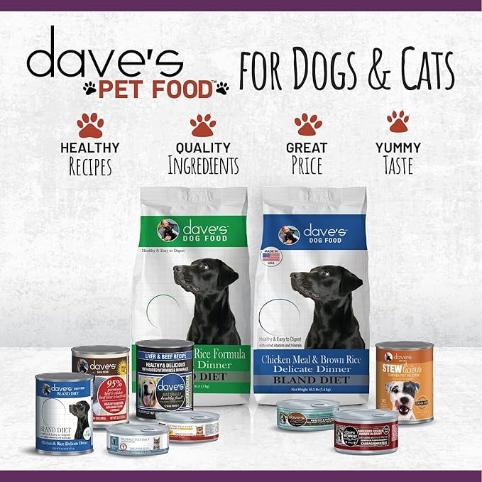 Dave's Pet Food Grain Free Wet Cat Food Pate (Beef & Chicken), Made in USA Naturally Healthy Canned, 12.5 oz Cans (12 Pack)