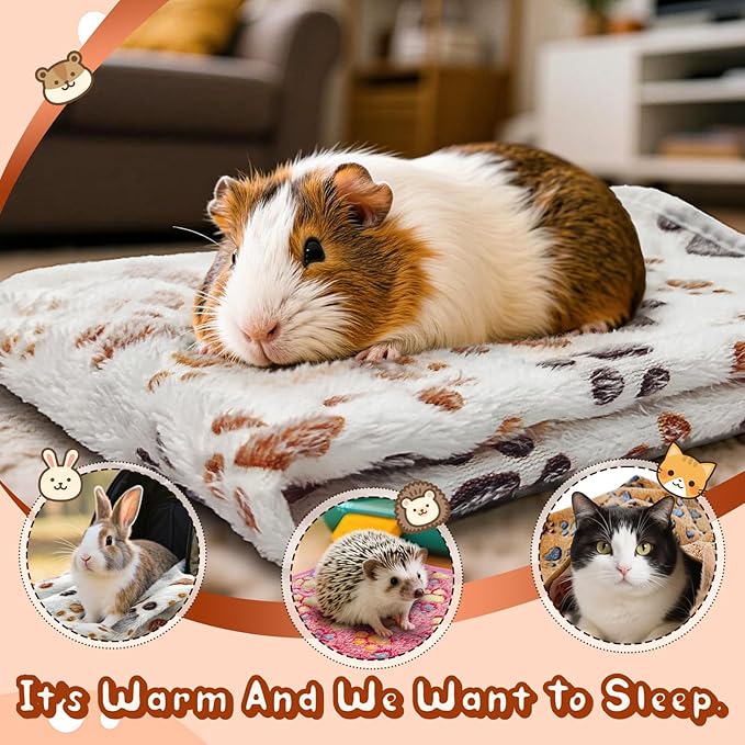 3 Pcs Washable Guinea Pig Blankets Absorbent Small Animal Fleece Bedding Cage Liners Reusable Pet Pee Pad Sleep Mat Pad Cover for Hamster Ferret Rabbit Chinchilla Hedgehog (Multi, Muitisize)