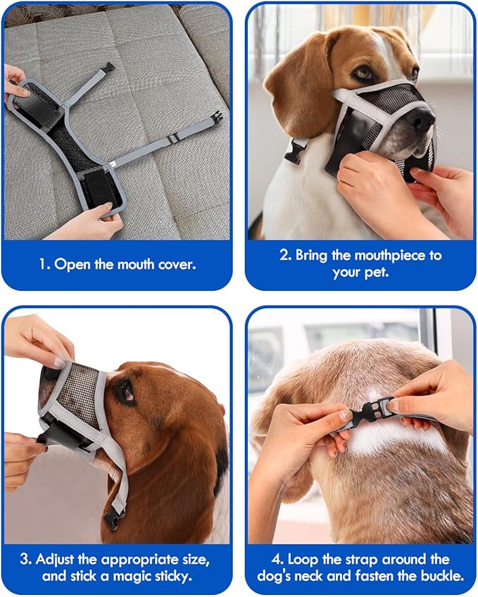 Dog Muzzle, Soft Air Mesh Muzzle for Small Medium Large Dogs Anti Biting Barking Chewing, Breathable Drinkable Adjustable Loop Pets Muzzle for German Shepherd Husky Labrador Retriever (Grey,S)