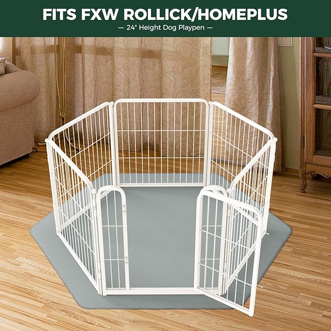 FXW Washable Pee Pads for Dogs, Puppy Pads with Super Absorbent, Specifically Designed for FXW Rollick/Homeplus 24inch 6 Panels Dog Playpen, 31" Hexagon, Gray, 1 Pack