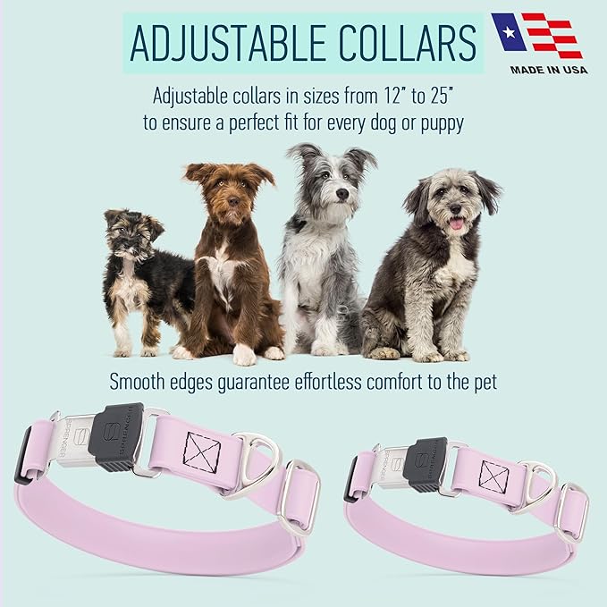 Dogline Biothane Waterproof Dog Collar with Herm Sprenger Black Stainless Steel Quick Release Buckle – Heavy Duty Tactical Durable Collar for Dogs – Comfortable and Safe Pet Collar W1 L 15-25" Pastel