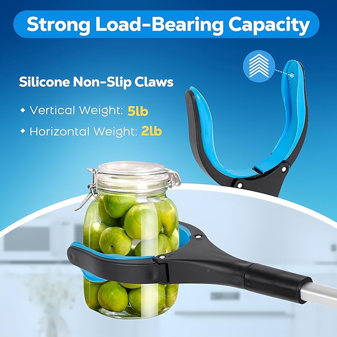 Grabber Reacher Tool - 32” Extra Long Foldable Gripper and Reaching Tool - Heavy Duty Pick Up Stick Grabbers for Seniors, Trash, Surgery Recovery Must Haves Gifts (Blue)