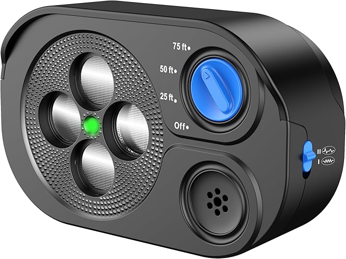 2025 New Anti Barking Device for Dogs, Bark Box Rechargeable Dog Barking Deterrent with Variable Ultra Frequency/6 Modes/IP65 Waterproof Dog Silencer Stop Neighborsâ Dog from Barking Up to 75ft(Black)