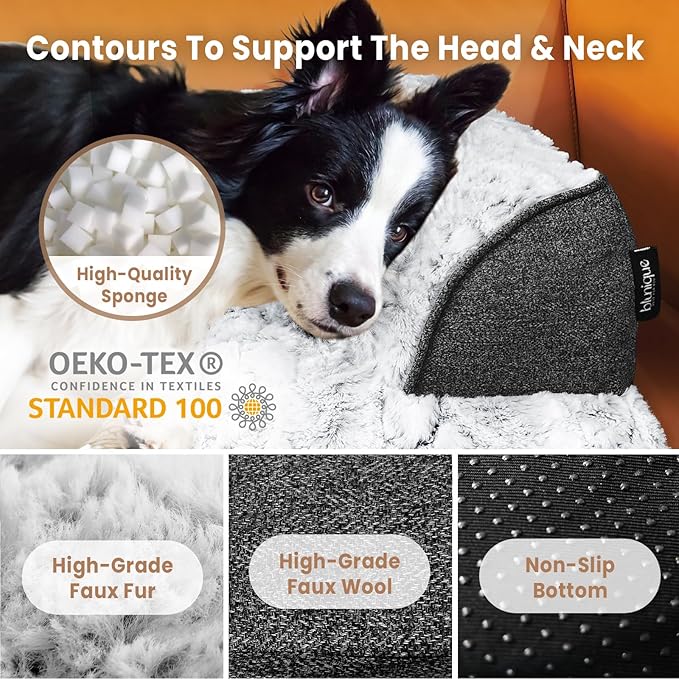 Calming Large Dog Bed for Couch β 41"x37" Washable Non-Slip Plush Sofa Protector for Dogs, Removable Cover, Soft Furniture Mat in Grey