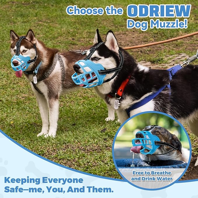 Dog Muzzle for Large Dogs, Breathable Basket Muzzles for Small, Medium and X-Large Aggressive Dog, Allows Panting Drinking, Suitable for Grooming Trimming Training (5, Luminous Blue)